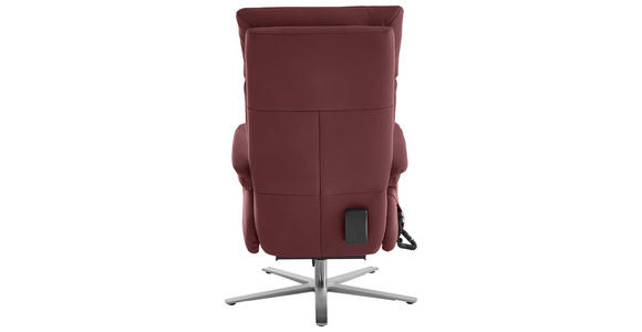 RELAXSESSEL in Leder Bordeaux - Edelstahlfarben/Bordeaux, Design, Leder/Metall (70/124/85cm) - Cantus