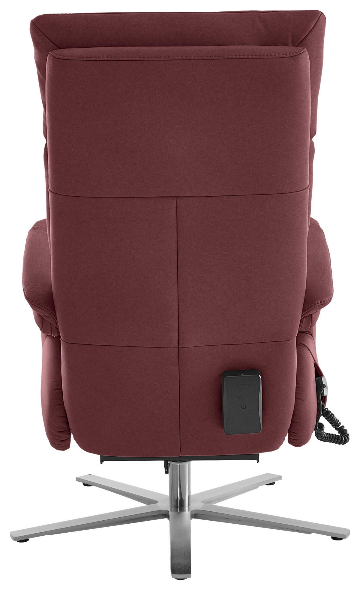RELAXSESSEL in Leder Bordeaux  - Edelstahlfarben/Bordeaux, Design, Leder/Metall (70/124/85cm) - Cantus
