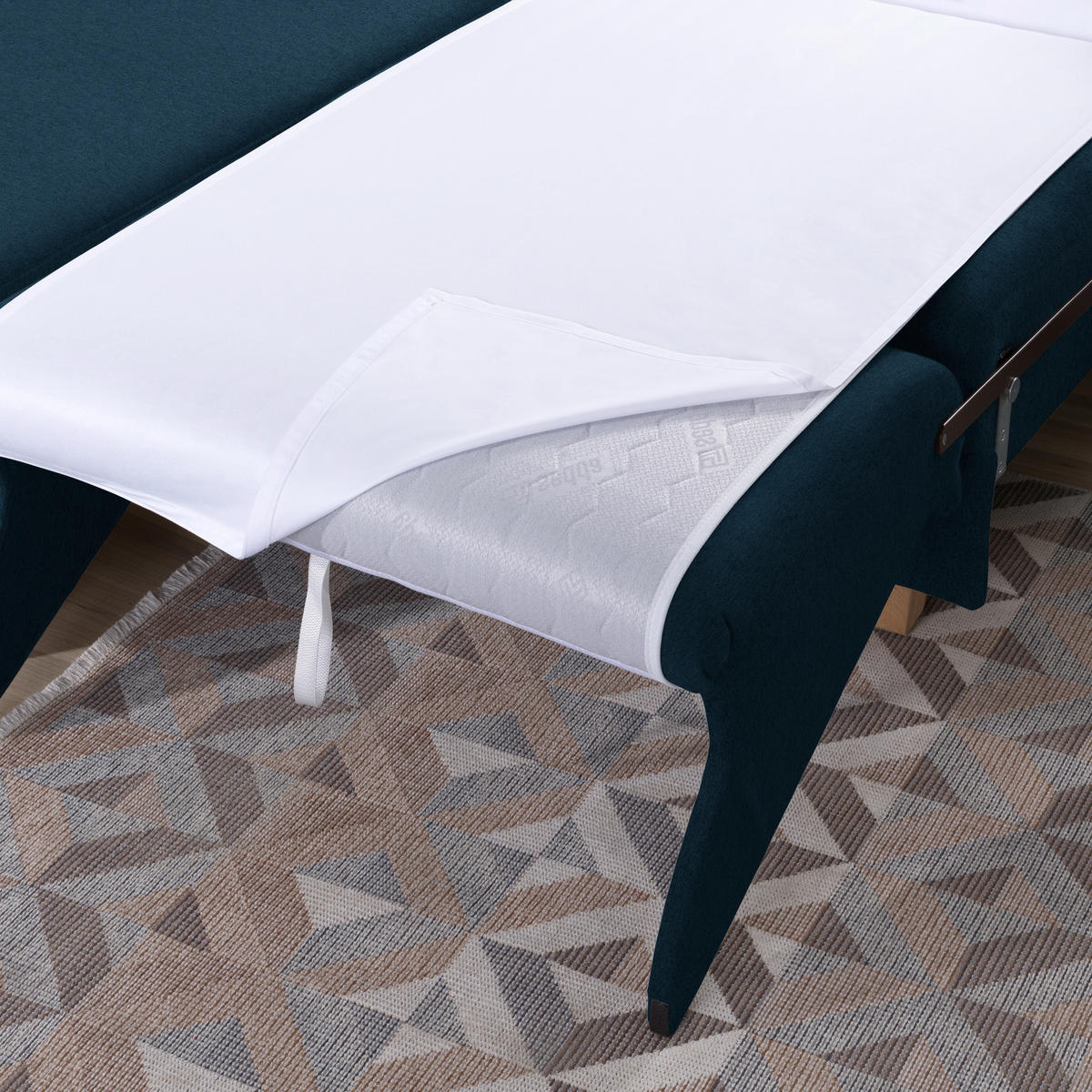 ECKSOFA in Flachgewebe Dunkelblau  203/261 cm  - Eichefarben/Dunkelblau, KONVENTIONELL, Holz/Textil (203/261cm) - Sedda