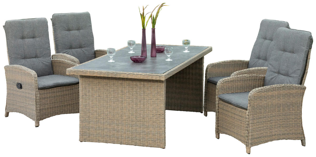 GARTENSET 9-teilig  - Schieferfarben/Beige, KONVENTIONELL, Glas/Kunststoff - Gardenson