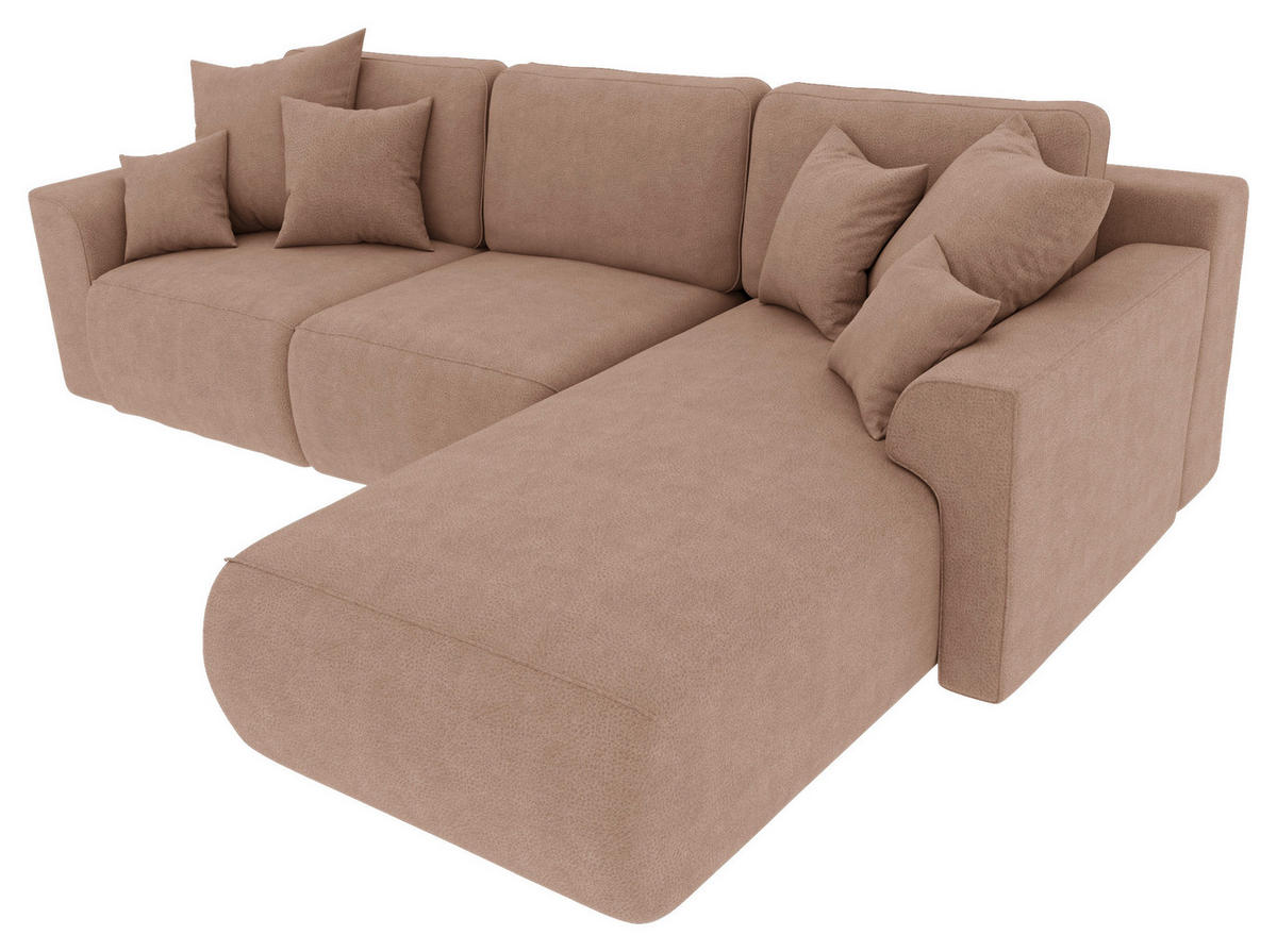 ECKSOFA in Lederlook Cappuccino  293/195 cm  - Chromfarben/Cappuccino, KONVENTIONELL, Kunststoff/Textil (293/195cm) - Carryhome