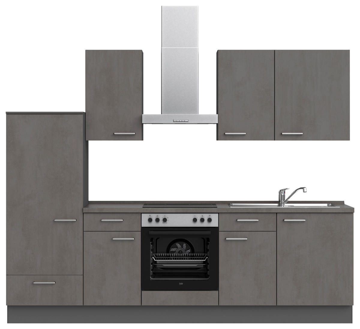 KÜCHENLEERBLOCK Riva 270 cm  in Schieferfarben  - Schieferfarben/Edelstahlfarben, MODERN, Holzwerkstoff/Metall (270cm) - Nobilia