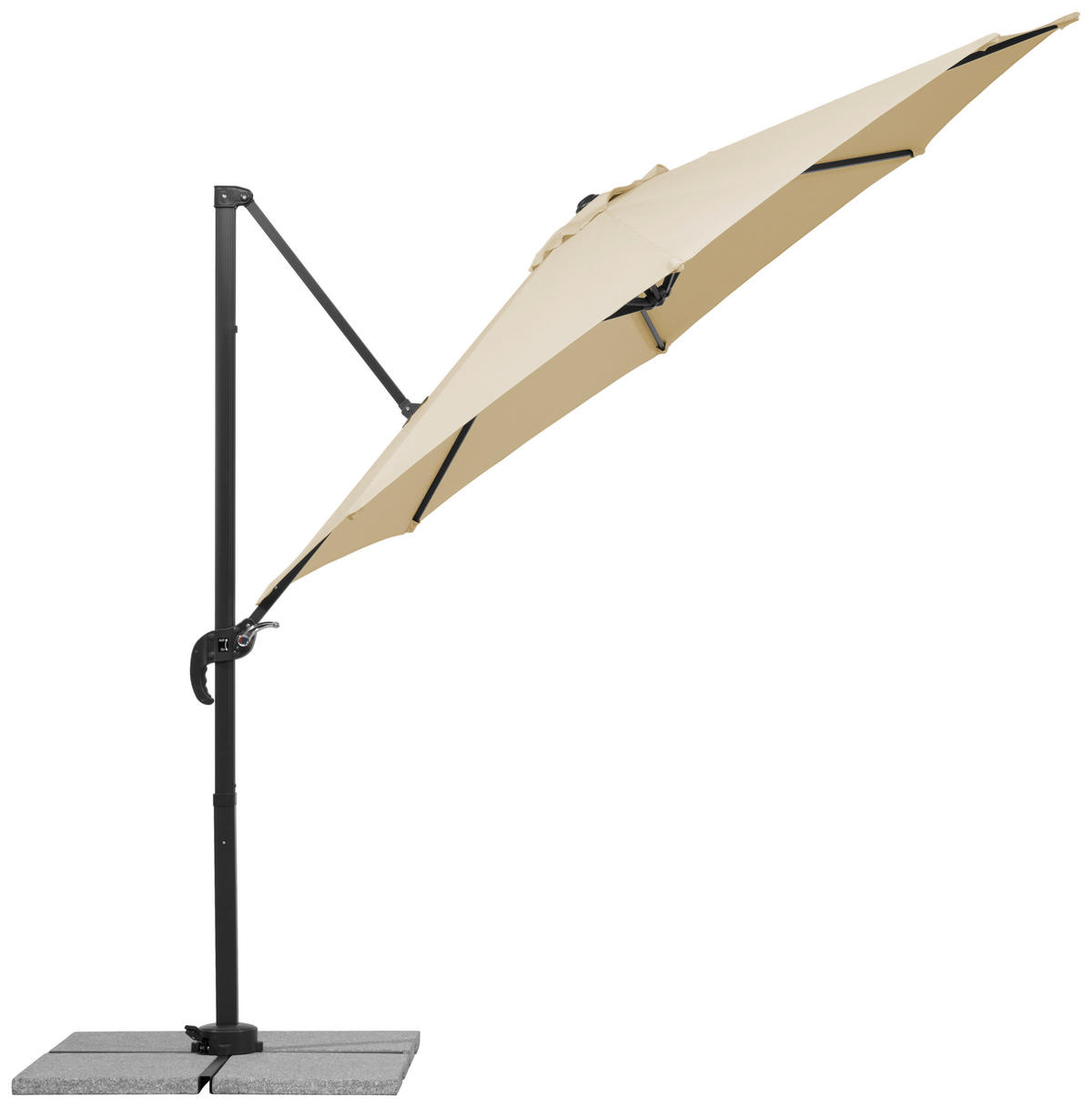 BOČNÍ SLUNEČNÍK 352/244/300 cm - přírodní barvy/antracitová, Basics, kov/textil (352/244/300cm)