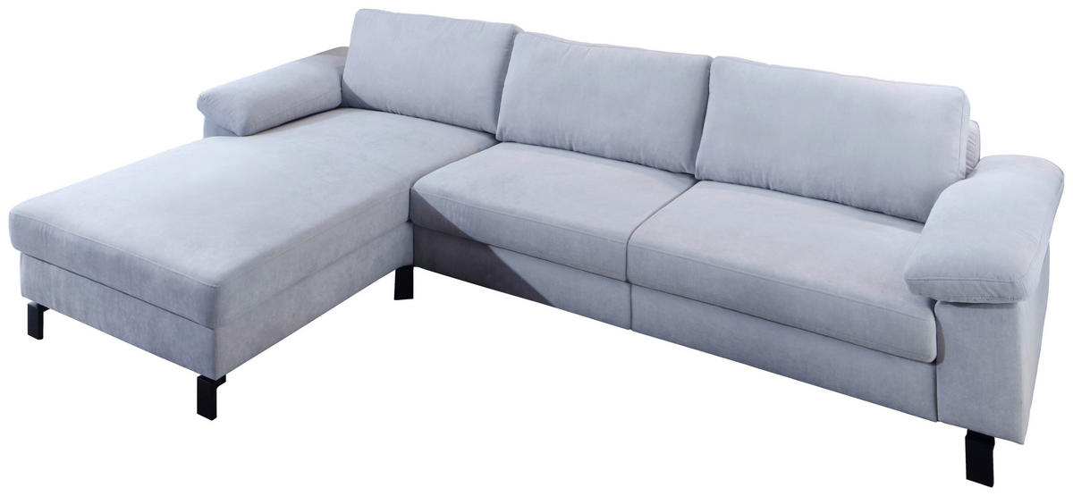 ECKSOFA in Velours Hellblau  - Schwarz/Hellblau, Design, Textil/Metall (182/288cm) - Hom`in