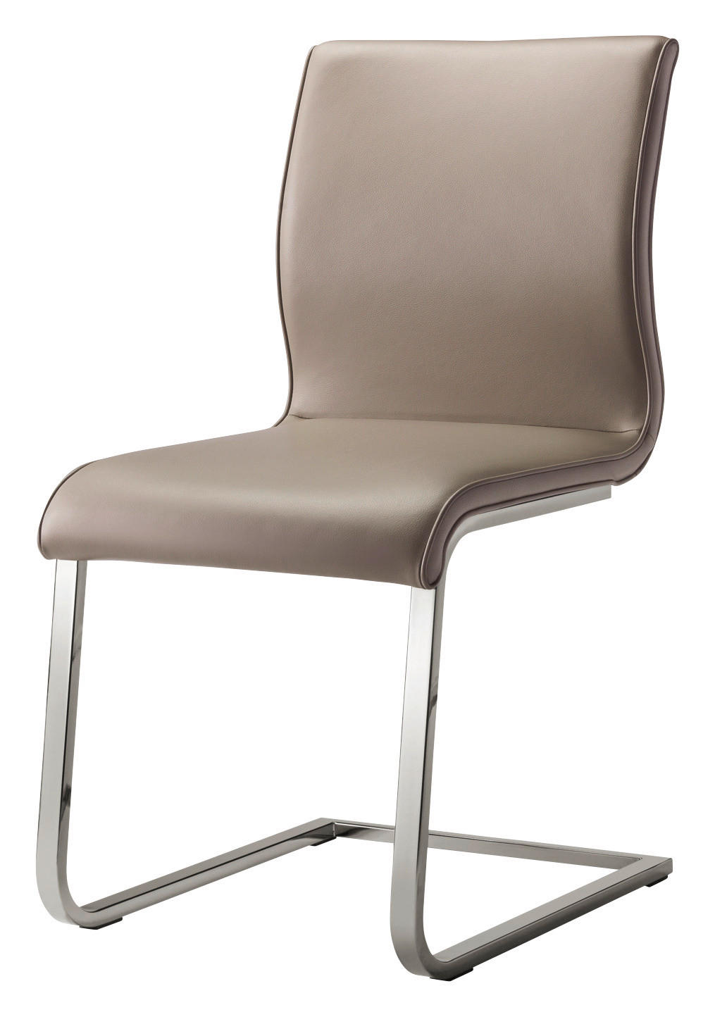 SCHWINGSTUHL  in Stahl Echtleder pigmentiert  - Taupe/Edelstahlfarben, Design, Leder/Metall (47/93/62cm) - Team 7