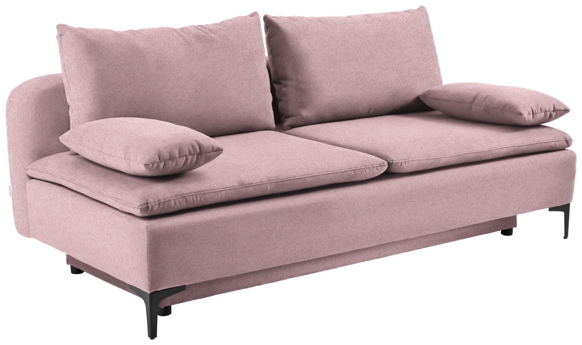 SCHLAFSOFA in Flachgewebe Rosa  - Schwarz/Rosa, Design, Textil/Metall (203/75/100cm) - MID.YOU