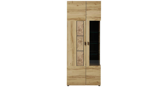 VITRINE in Graphitfarben, Buchefarben - Buchefarben/Graphitfarben, KONVENTIONELL, Glas/Holzwerkstoff (80/201/37cm) - Cantus