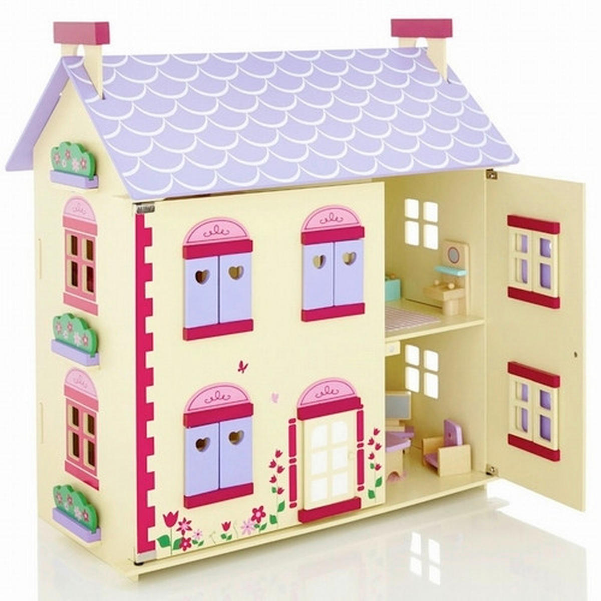 KUĆICA ZA LUTKE   - pink/krem, Basics, drvo/plastika (61,5/36,5/69cm)