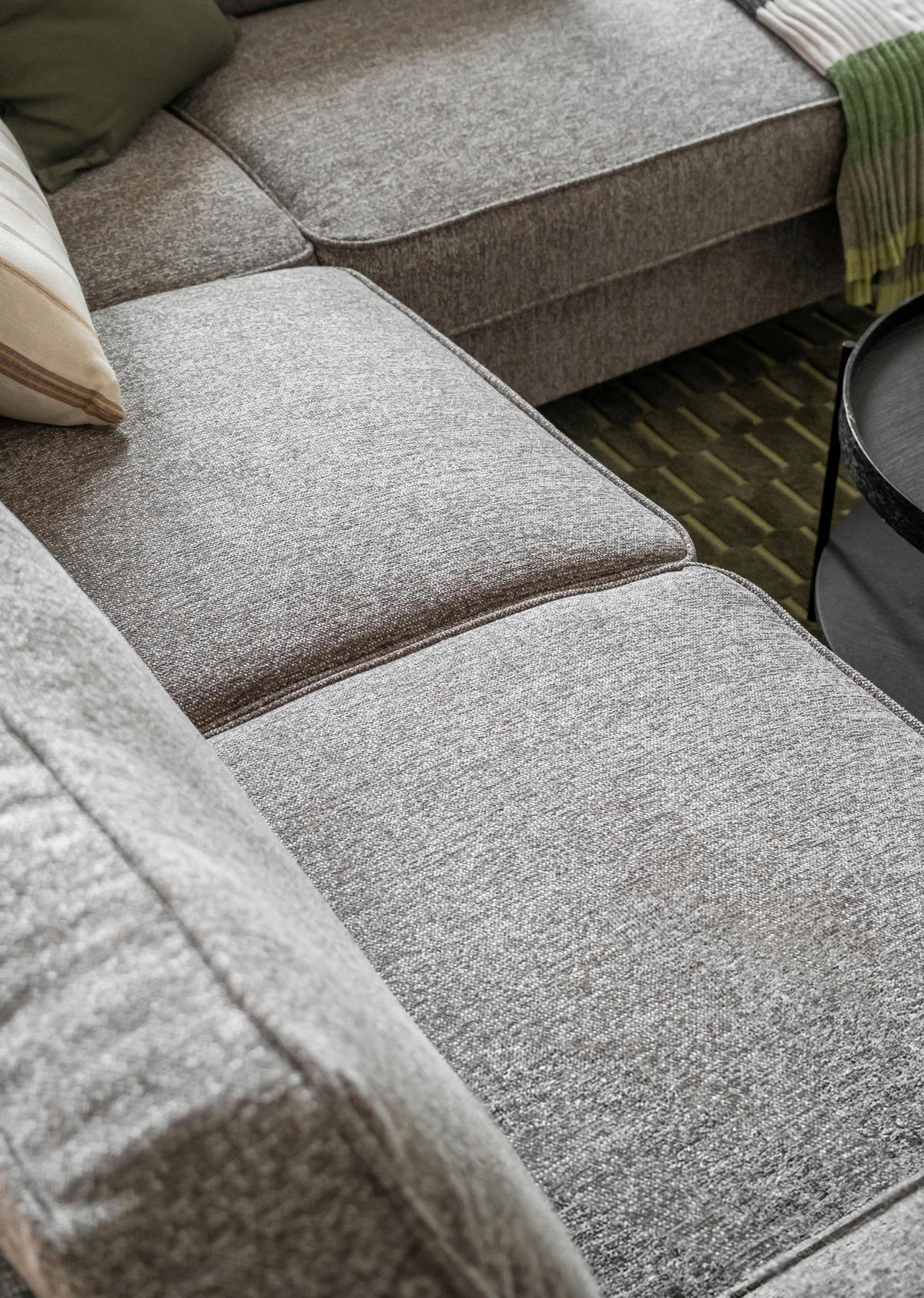 ECKSOFA Grau Struktur  - Schwarz/Grau, Holz/Textil (233/198cm) - MID.YOU