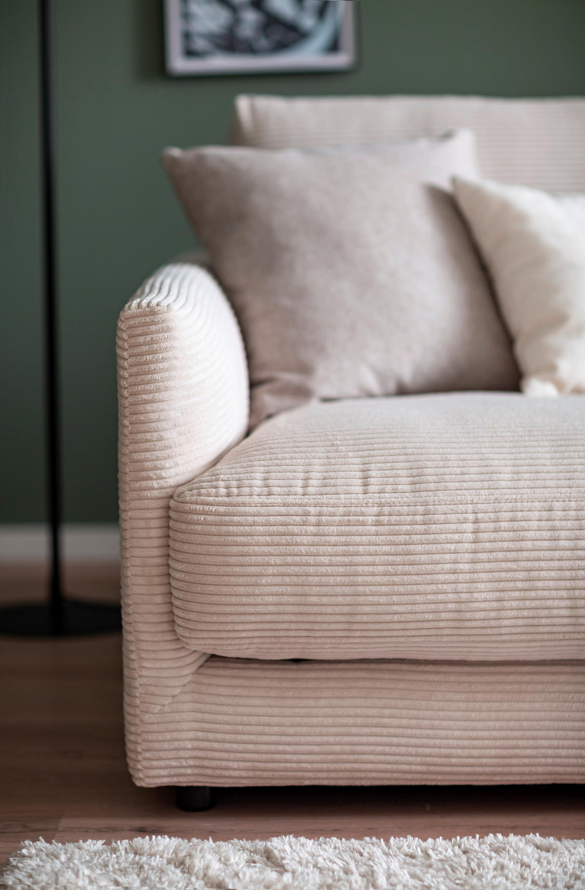 ECKSOFA  in Cord Beige  322/170 cm  - Beige/Schwarz, Design, Kunststoff/Textil (322/170cm) - Schöner Wohnen