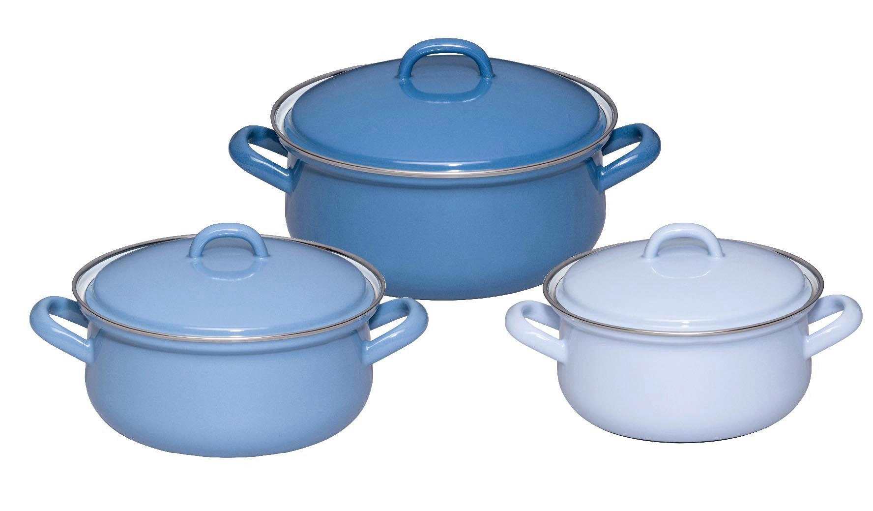 KOCHTOPFSET Nature Blue 3-teilig  - Blau, Basics, Metall - Riess