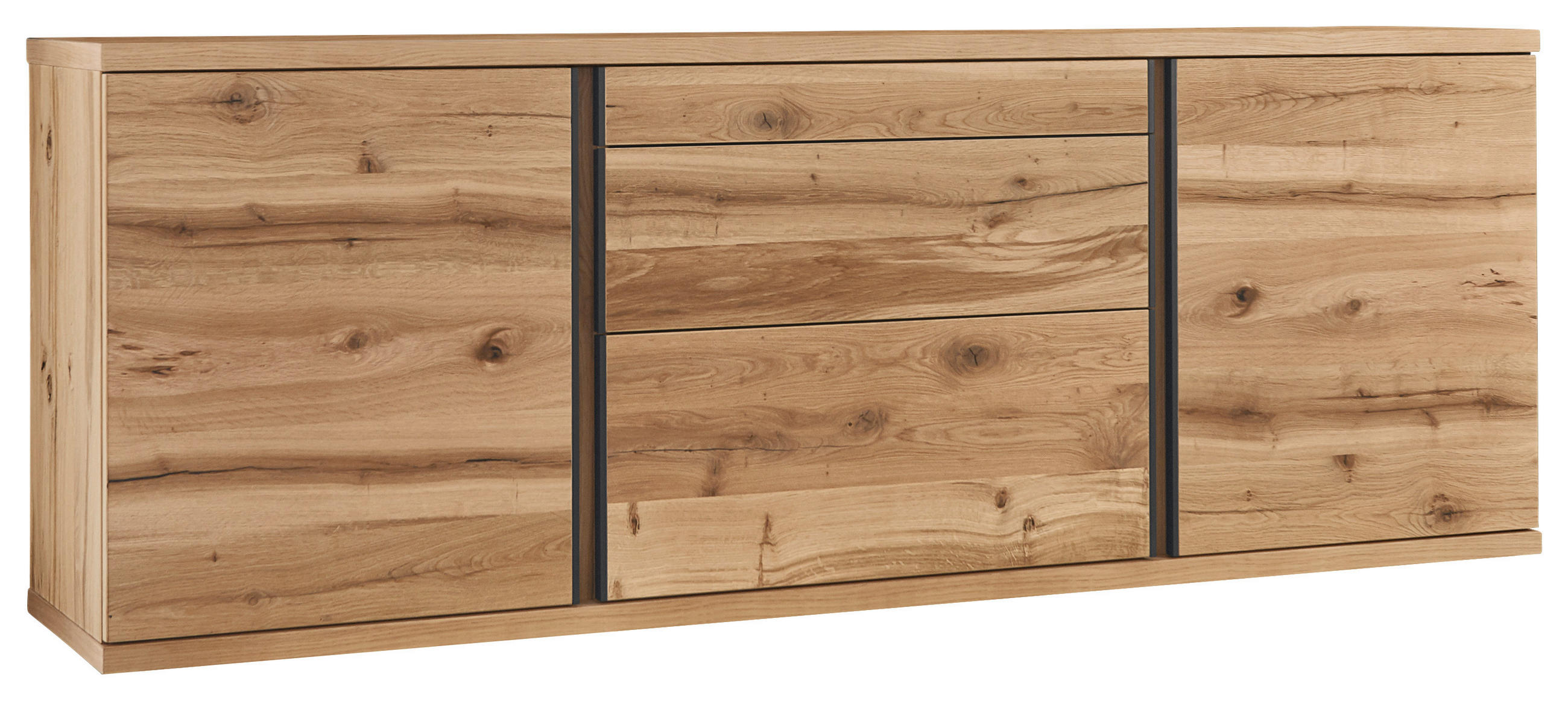 SIDEBOARD  in 206/77/43 cm  - Eichefarben/Schwarz, Design, Holz (206/77/43cm) - Venjakob