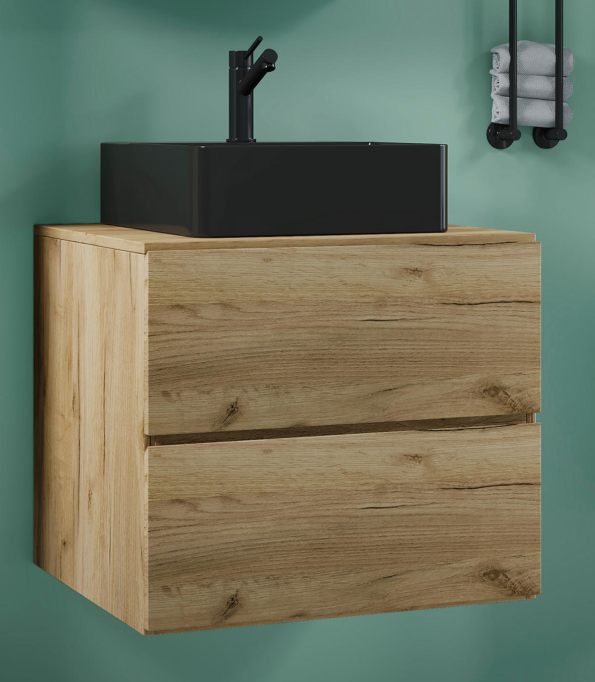 WASCHTISCHKOMBI 61 cm  - Honigeiche/Schwarz, MODERN, Keramik/Holzwerkstoff (61cm) - MID.YOU