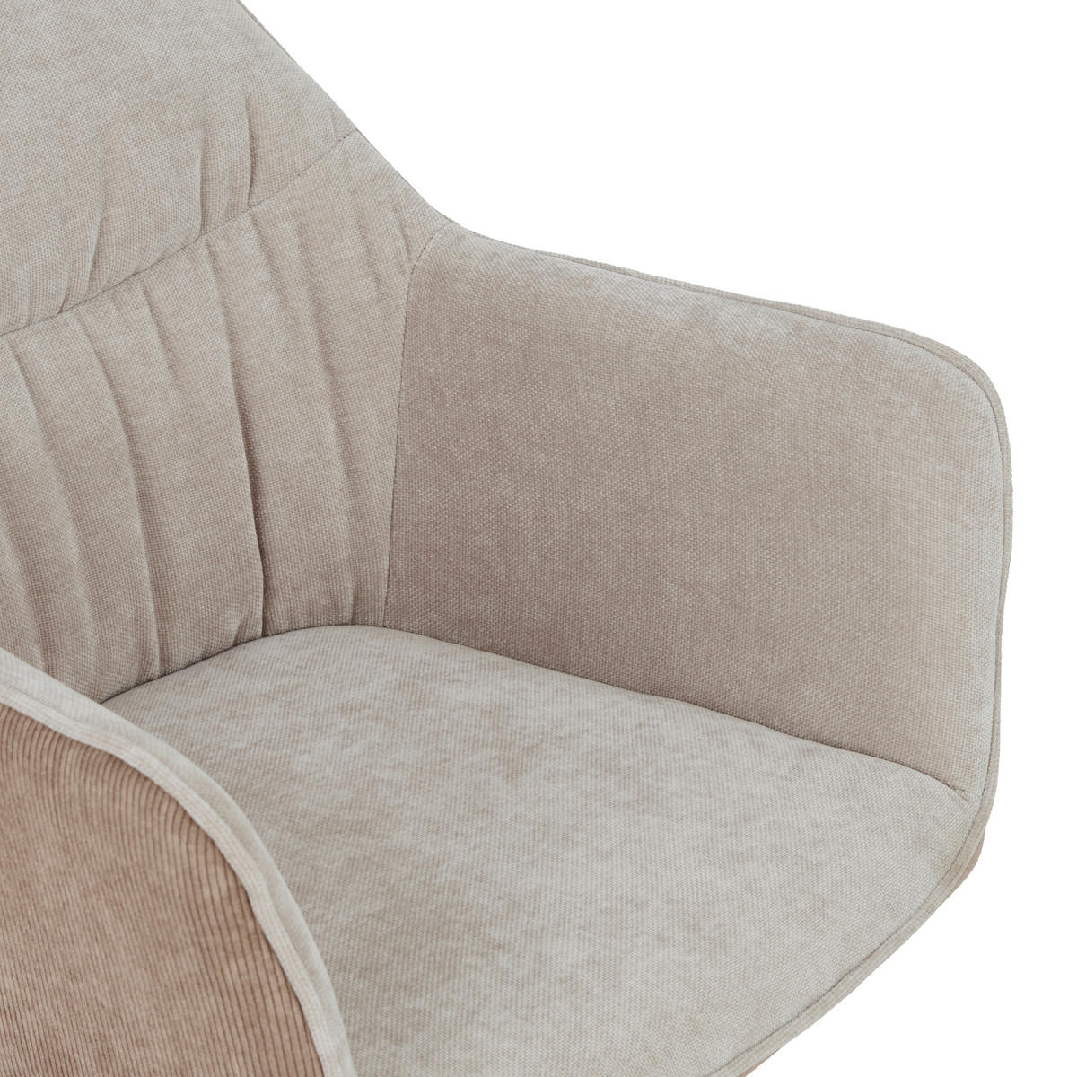 ARMLEHNSTUHL  in Stahl Chenille, Cord  - Hellbraun/Beige, MODERN, Textil/Metall (56/81/60,5cm) - MID.YOU