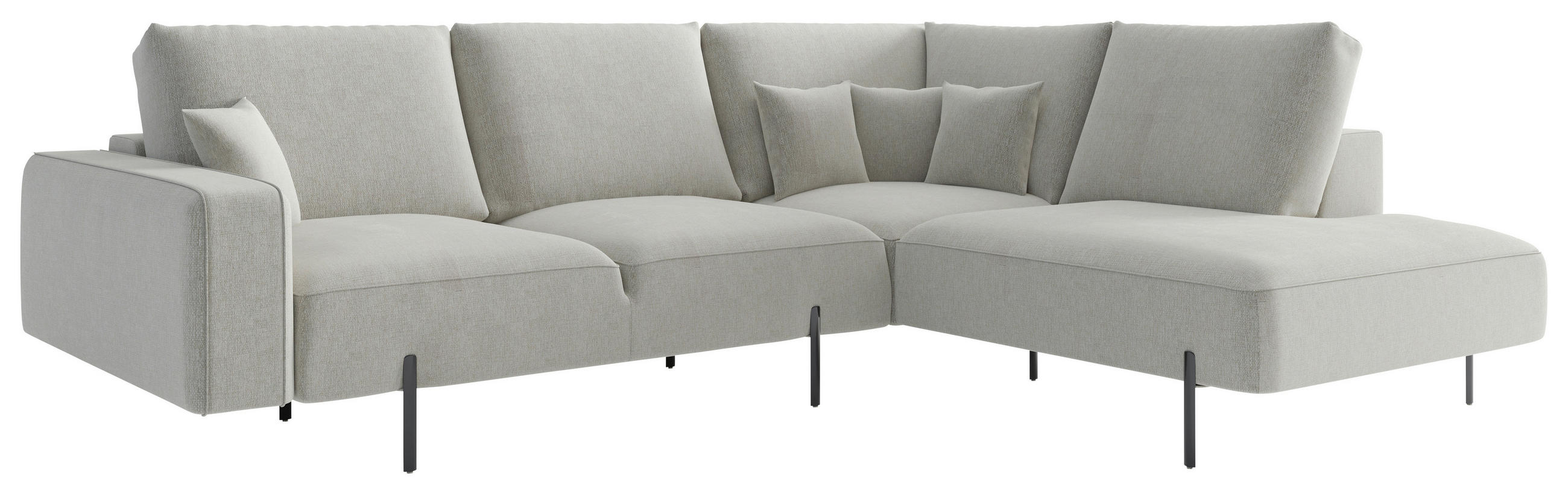 ECKSOFA Creme Flachgewebe  - Creme/Schwarz, Design, Textil/Metall (296/223cm) - Novel