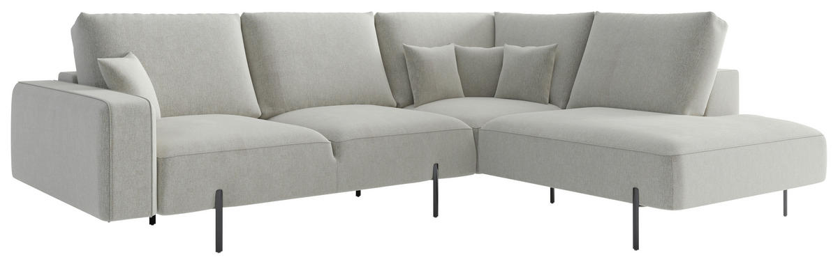 ECKSOFA in Flachgewebe Creme  - Creme/Schwarz, Design, Textil/Metall (296/223cm) - Livetastic