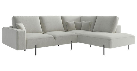 ECKSOFA Creme Flachgewebe  - Creme/Schwarz, Design, Textil/Metall (280/223cm) - Novel