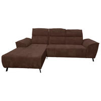 ECKSOFA Dunkelbraun Cord  - Dunkelbraun/Schwarz, KONVENTIONELL, Textil/Metall (196/290cm) - Carryhome