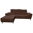 ECKSOFA Dunkelbraun Cord  - Dunkelbraun/Schwarz, KONVENTIONELL, Textil/Metall (196/290cm) - Carryhome
