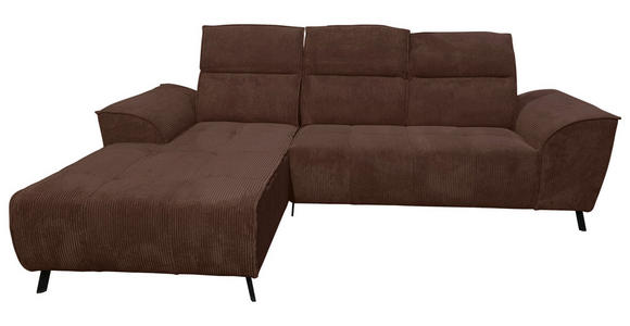 ECKSOFA Dunkelbraun Cord - Dunkelbraun/Schwarz, KONVENTIONELL, Textil/Metall (196/290cm) - Carryhome