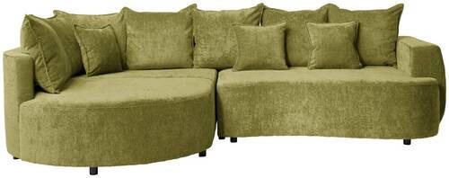 ECKSOFA in Chenille Olivgrün  - Schwarz/Olivgrün, Konventionell, Kunststoff/Textil (194/307cm) - Carryhome