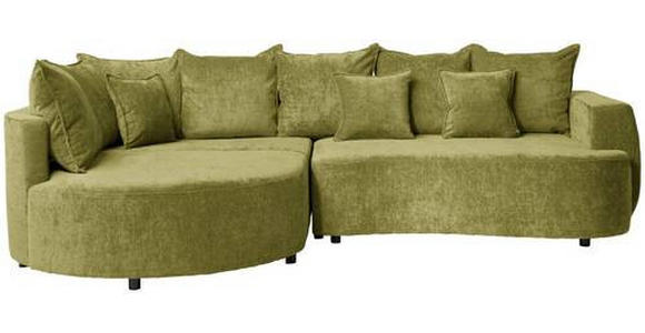 ECKSOFA in Chenille Olivgrün  - Schwarz/Olivgrün, KONVENTIONELL, Kunststoff/Textil (194/307cm) - Carryhome