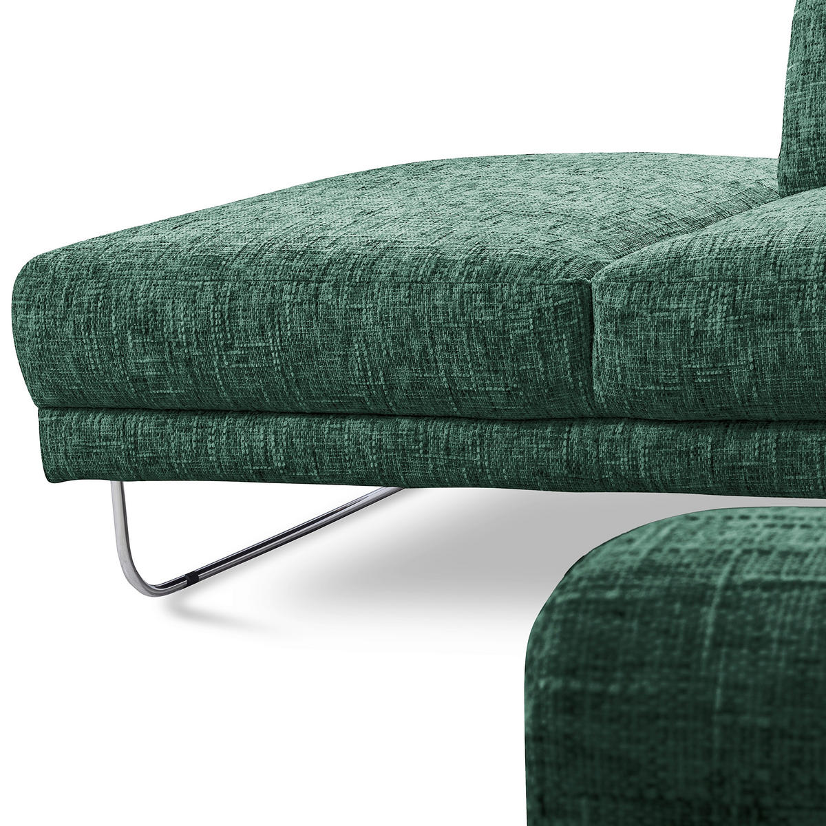 ECKSOFA 250/273 cm SPRING in Webstoff Grün Zierkissen  250/273 cm  - Chromfarben/Grün, Design, Textil/Metall (250/273cm) - Livetastic