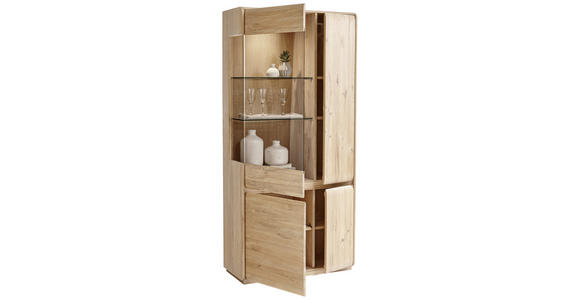 VITRINE Asteiche massiv Eichefarben - Eichefarben, Natur, Glas/Holz (95/201/41cm) - Linea Natura
