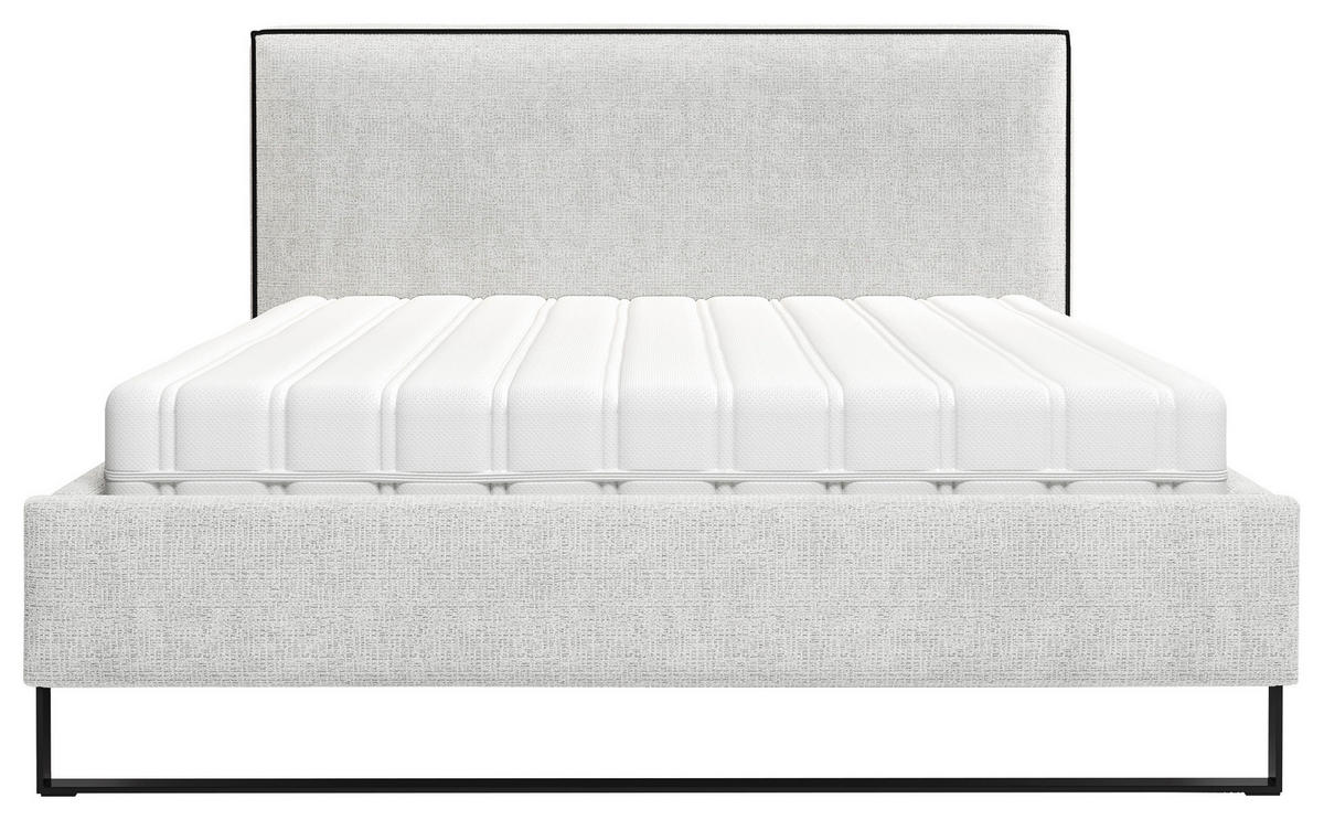 POLSTERBETT 140/200 cm,  in Naturfarben, gepolstertes Kopfteil, Lattenrost, Bettkasten,  - Schwarz/Naturfarben, MODERN, Holz/Holzwerkstoff (140/200cm) - MID.YOU