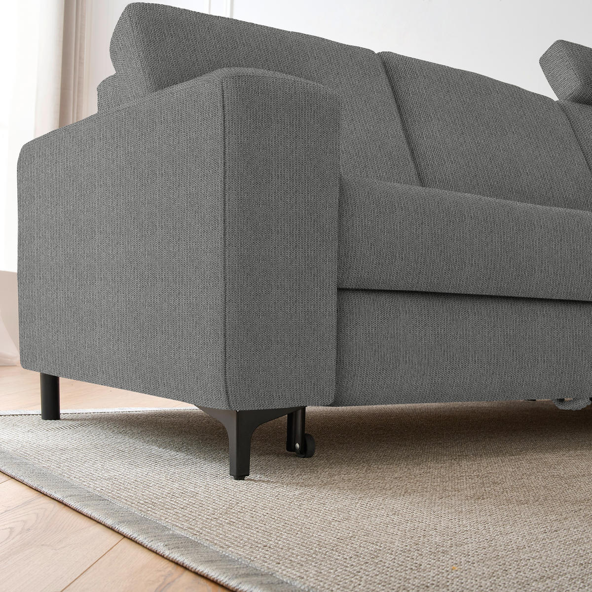 ECKSOFA in Webstoff Braun  - Schwarz/Braun, Konventionell, Textil/Metall (247/167cm) - Stylife