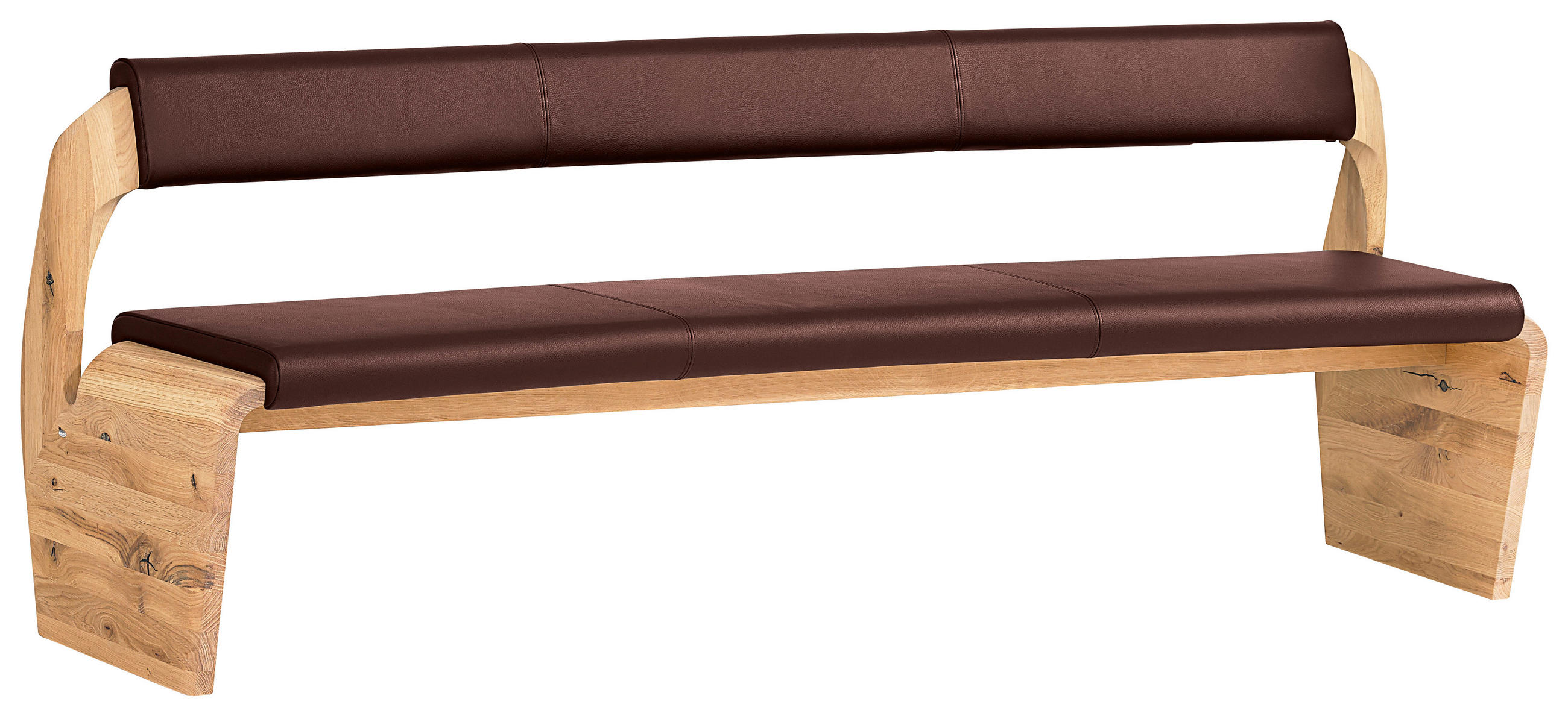 SITZBANK 187/84/69,6 cm  in Eichefarben, Rotbraun  - Rotbraun/Eichefarben, Natur, Leder/Holz (187/84/69,6cm) - Voglauer