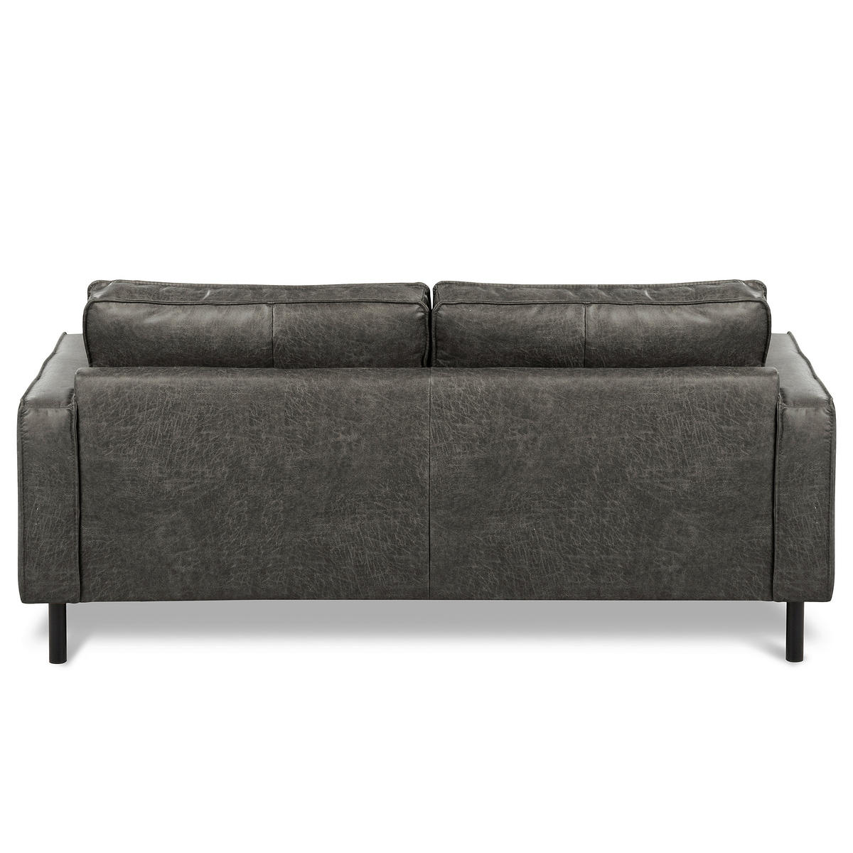 3-SITZER-SOFA Echtleder Lederlook Dunkelgrau  - Dunkelgrau/Schwarz, Design, Leder/Textil (188/85/92cm) - Livetastic