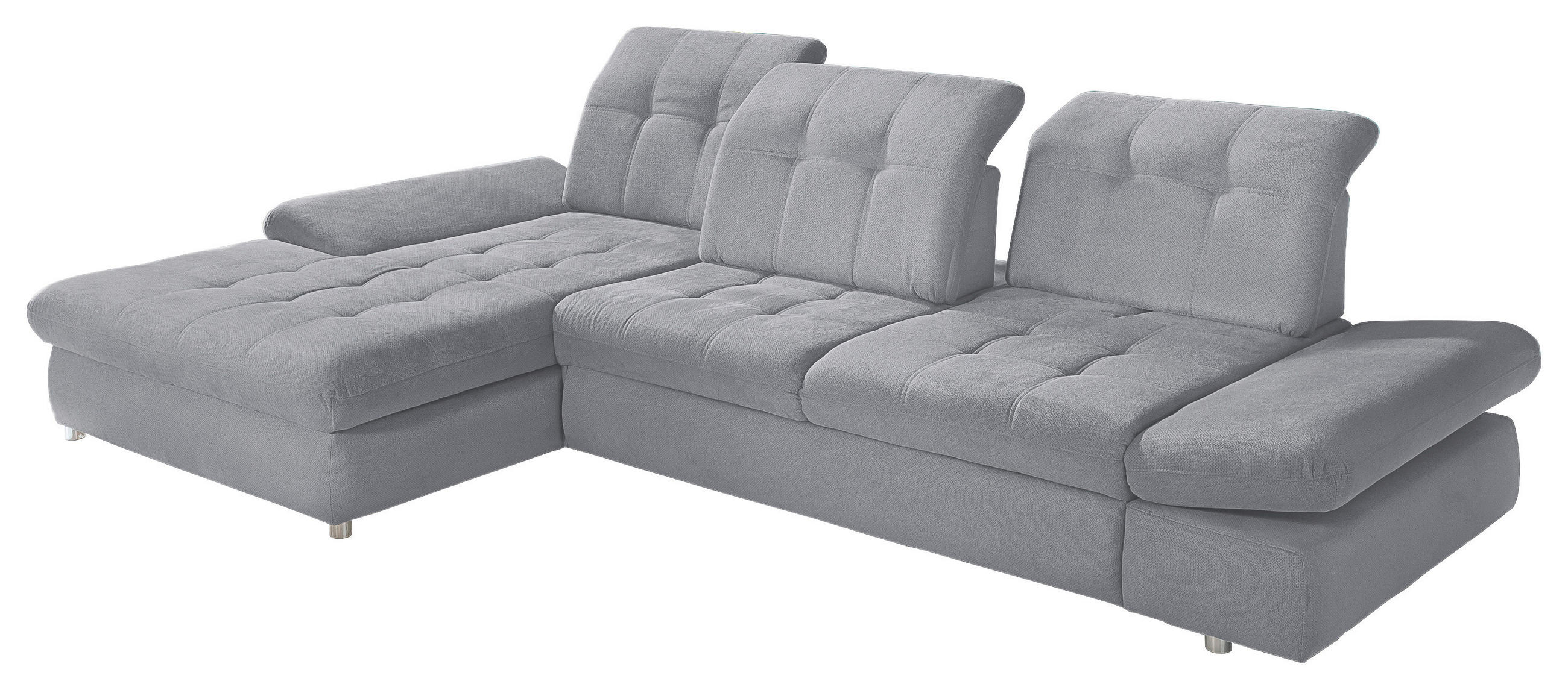 ECKSOFA Grau Mikrofaser - Chromfarben/Grau, KONVENTIONELL, Kunststoff/Textil (186/314cm) - Livetastic