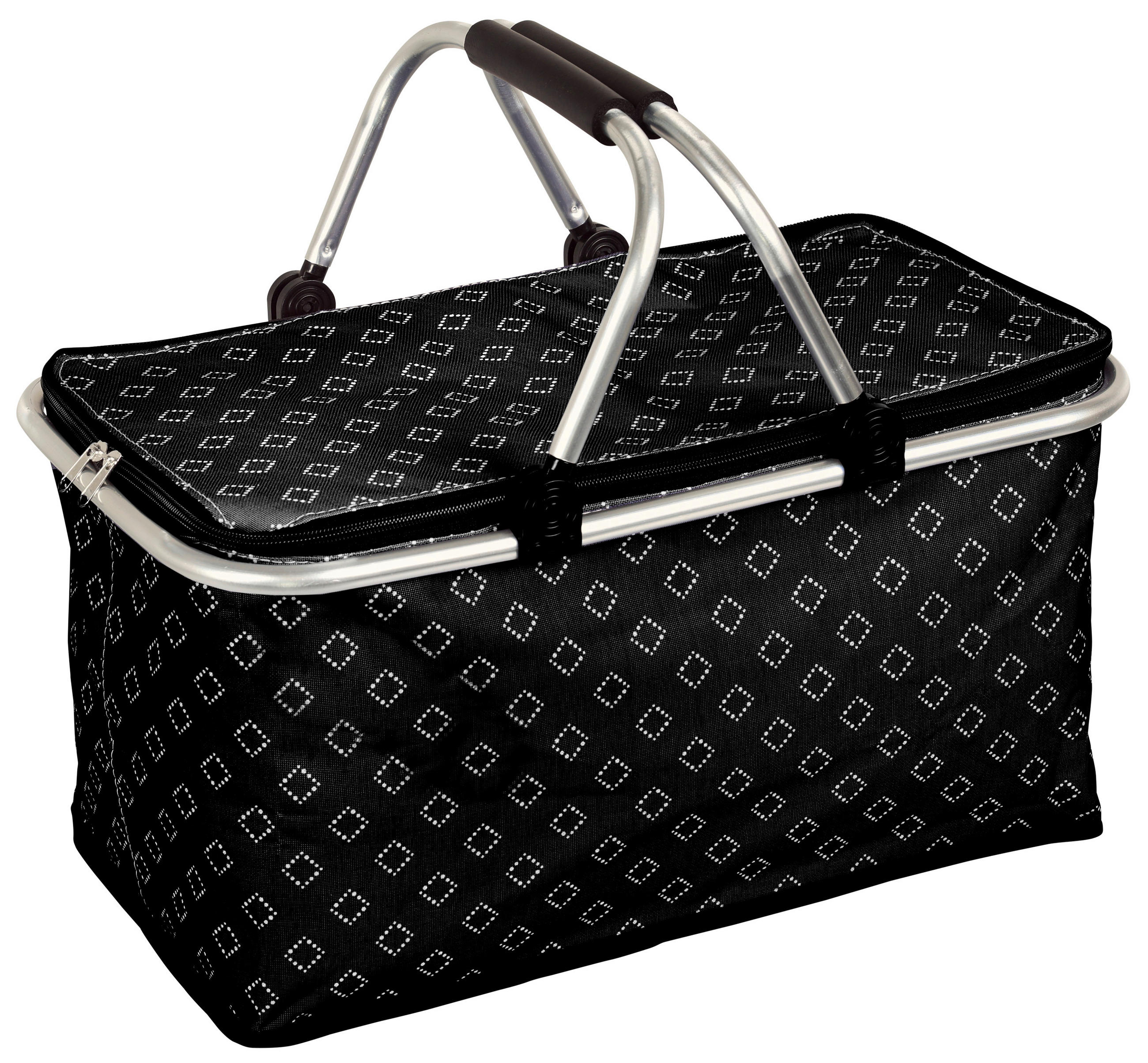 BEVÁSÁRLÓKOSÁR 49,0/30,0/4,0 cm  - fekete/ezüstszínű, Basics, műanyag/textil (49,0/30,0/4,0cm) - Boxxx