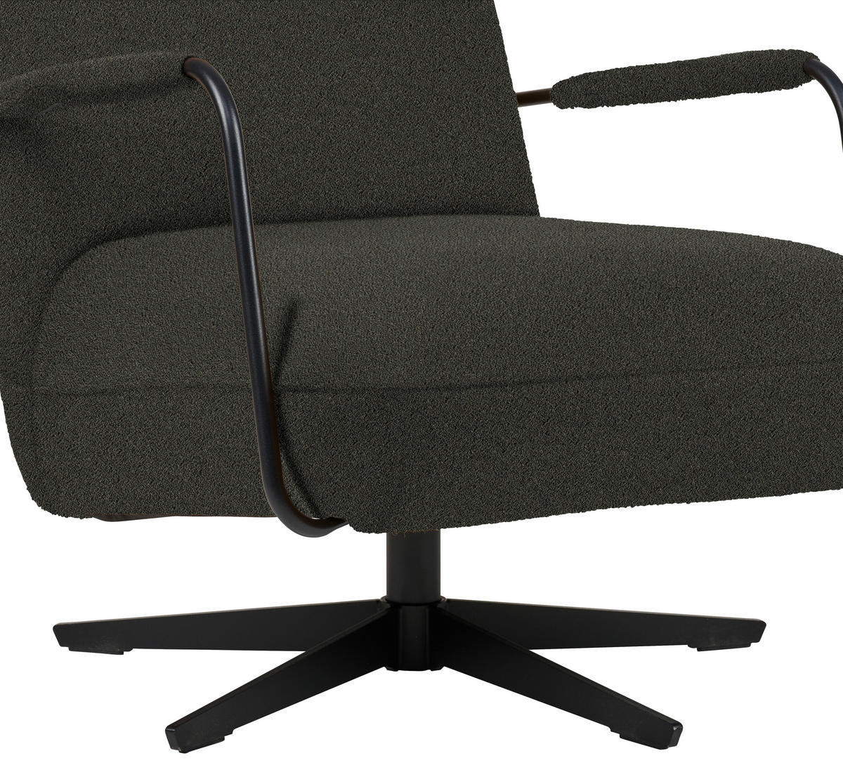 SESSEL in Flachgewebe, Bouclé Schwarz  - Schwarz, Design, Textil/Metall (71/103/91cm) - Koinor