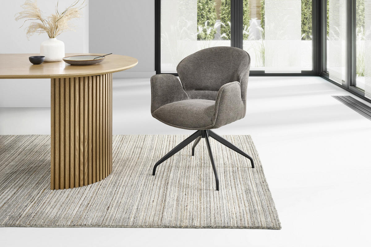 ARMLEHNSTUHL  Sitzfläche 360° drehbar Webstoff  - Schwarz, MODERN, Holz/Textil (60/86/61cm) - MID.YOU