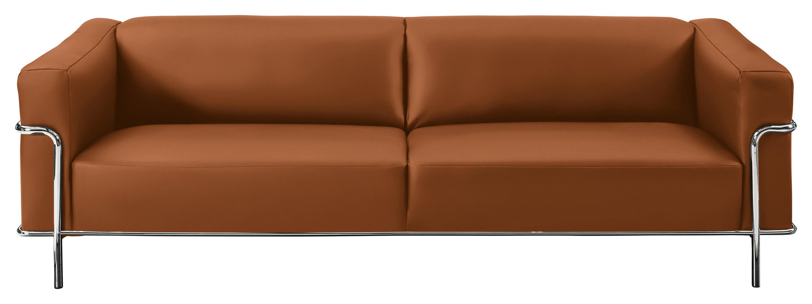 3-SITZER-SOFA in Echtleder Braun  - Chromfarben/Braun, Design, Leder/Metall (236/67/96cm) - Johann Jakob