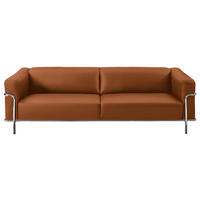 3-SITZER-SOFA in Echtleder Braun  - Chromfarben/Braun, Design, Leder/Metall (236/67/96cm) - Johann Jakob