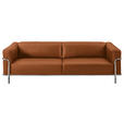 3-SITZER-SOFA Mandia in Echtleder Braun  - Chromfarben/Braun, Design, Leder/Metall (236/67/96cm) - Johann Jakob