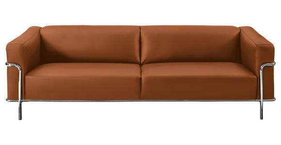 3-SITZER-SOFA Mandia in Echtleder Braun  - Chromfarben/Braun, Design, Leder/Metall (236/67/96cm) - Johann Jakob