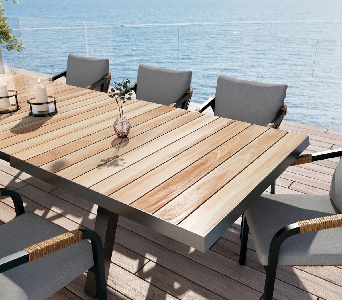 GARTENTISCH 205-265/103/76 cm Holz, Metall rechteckig  - Anthrazit/Teakfarben, Basics, Holz/Metall (205-265/103/76cm) - Siena Garden