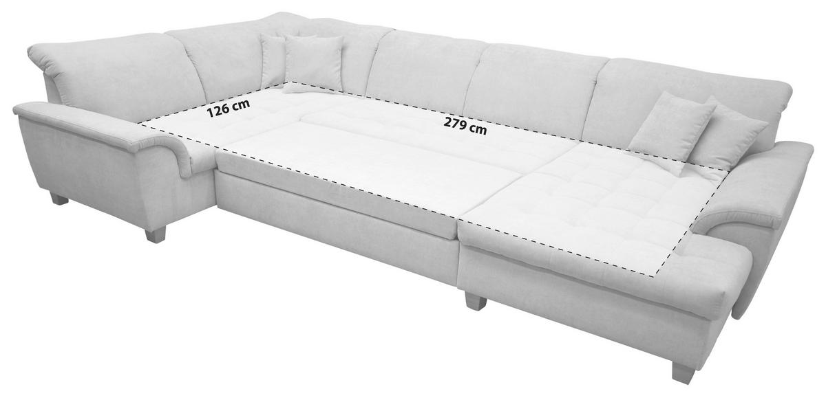 WOHNLANDSCHAFT Dunkelblau Mikrofaser  - Eichefarben/Dunkelblau, KONVENTIONELL, Holz/Textil (214/352/170cm) - MID.YOU