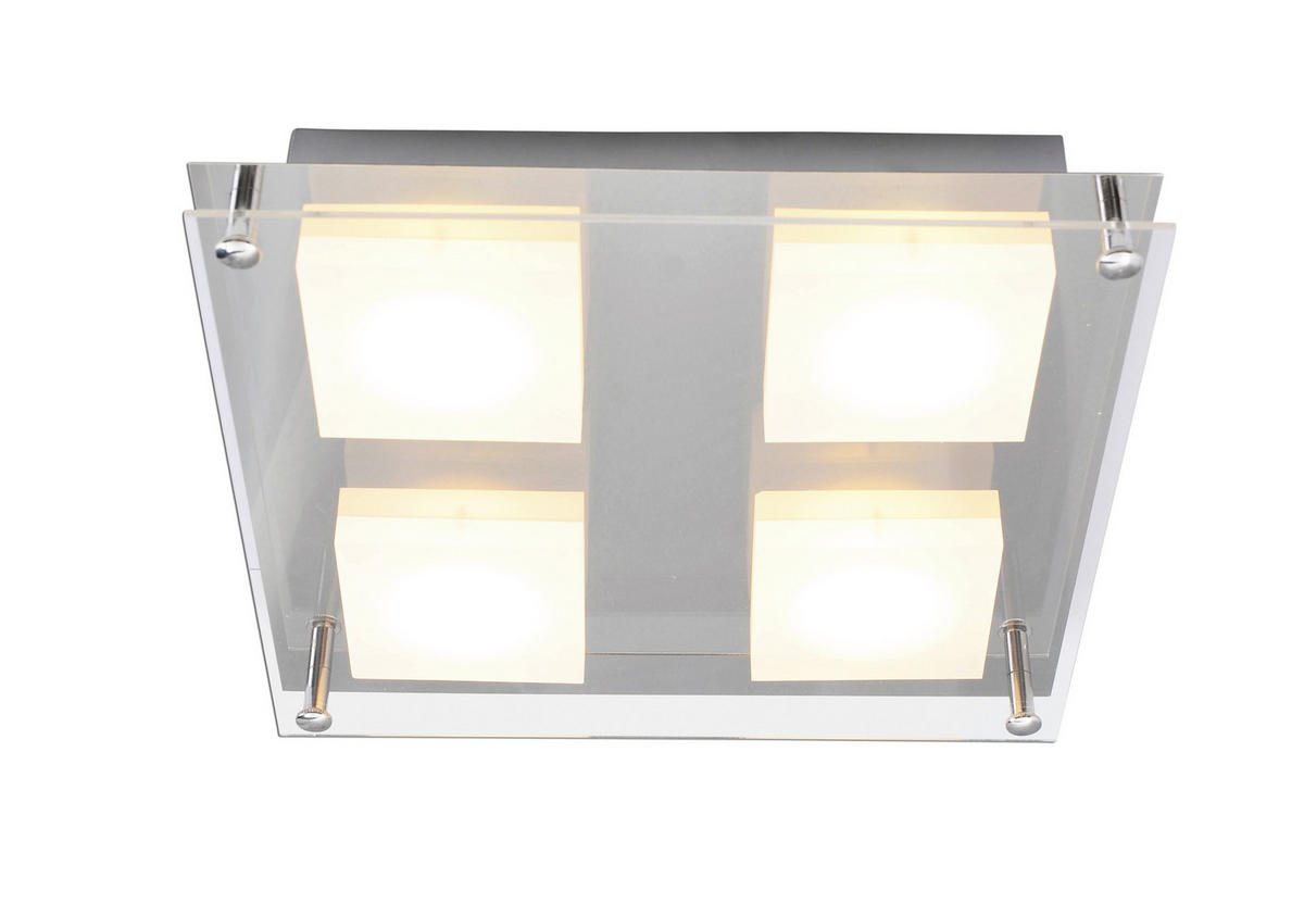 LED-DECKENLEUCHTE 24/24/4,7 cm   - Chromfarben, Design, Kunststoff/Metall (24/24/4,7cm) - Näve