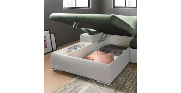 ECKSOFA  in Flachgewebe Weiß, Olivgrün  175/271 cm  - Weiß/Olivgrün, Design, Kunststoff/Textil (175/271cm) - Xora