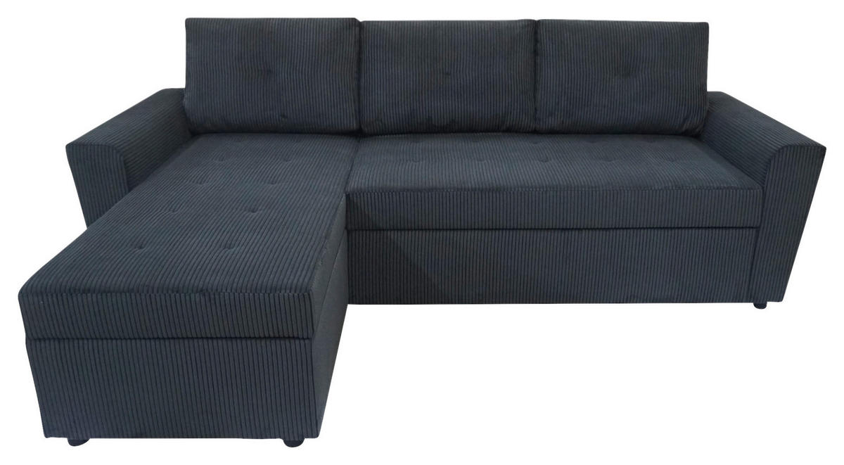 ECKSOFA TERMOLI in Cord Anthrazit  155/231 cm  - Anthrazit/Schwarz, Design, Kunststoff/Textil (155/231cm) - MID.YOU