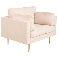 FÅTÖLJ i metall, textil guldfärgad, beige  - beige/guldfärgad, Design, metall/textil (110/84/86cm) - Livetastic