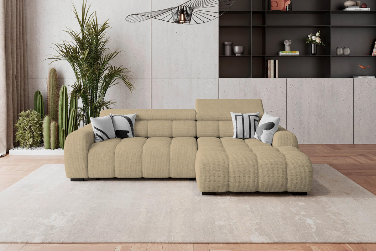 HÖRNSOFFA i vävt tyg taupe  - svart/taupe, Trend, textil/plast (285/168cm) - Livetastic