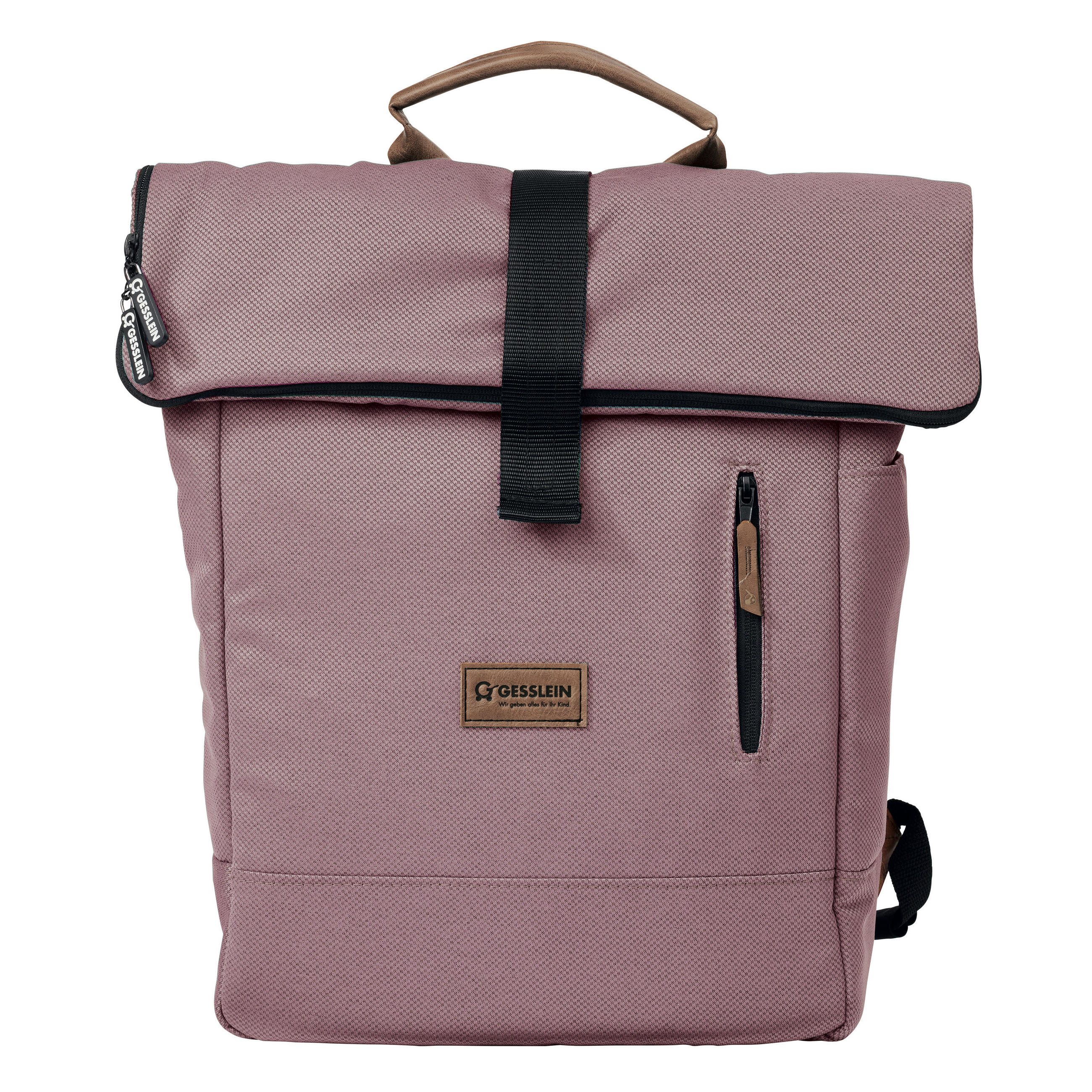 Gesslein Wickelrucksack N° 6 Rosé/Tabak Braun, Altrosa 31x45x12 cm