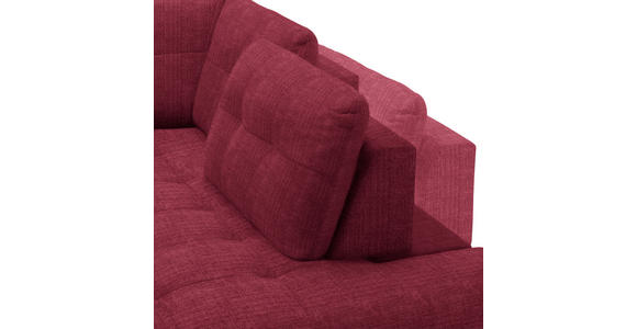 ECKSOFA in Flachgewebe, Leinenoptik Rot  - Rot/Schwarz, Design, Textil/Metall (247/208cm) - Xora