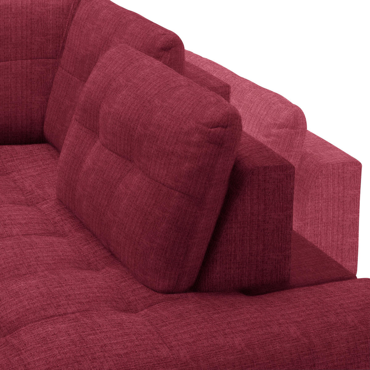 ECKSOFA in Flachgewebe, Leinenoptik Rot  - Rot/Schwarz, Modern, Textil/Metall (247/208cm) - Xora